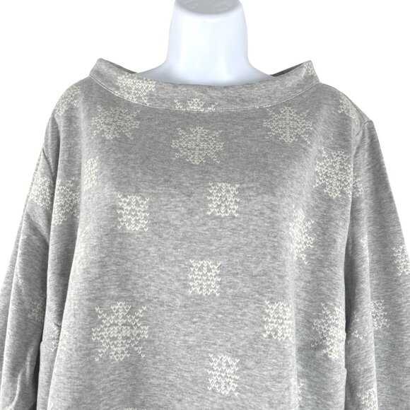 Talbots Funnel Neck Sweater Top 3X Snowflakes Gray Cotton Blend NWT TP-3298 - Picture 3 of 9